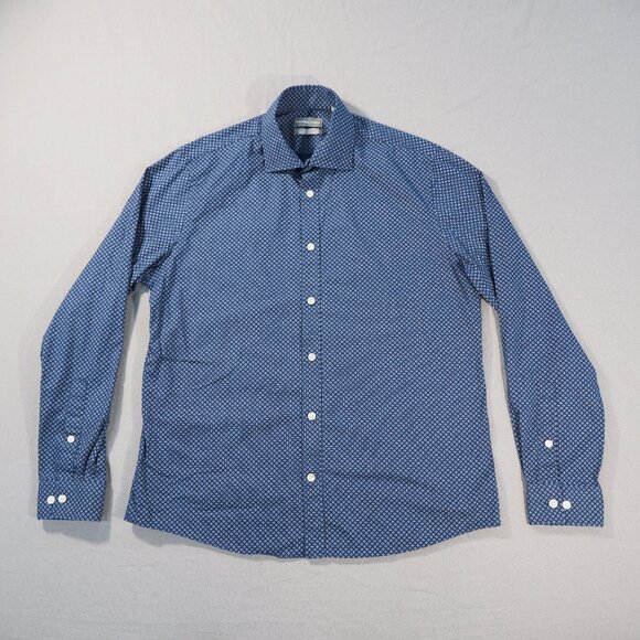 Michael Kors Other - Michael Kors Shirt Mens Large Blue Oxford Slim Button Front Ditzy Geometric Prep